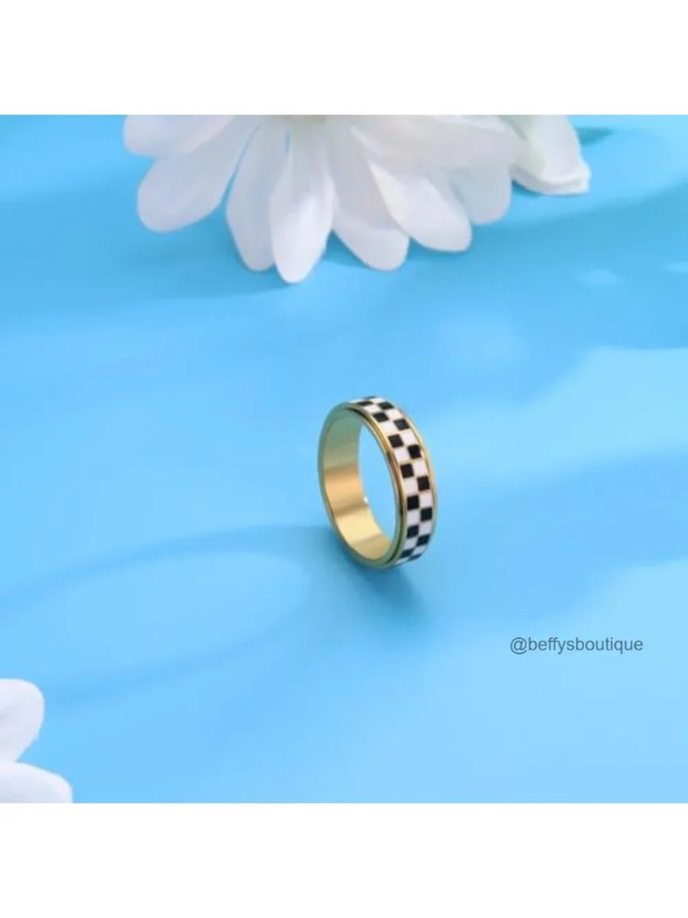 18K Gold Plated Stainless Steel Spinner Ring for Anxiety Relief, Fidget
